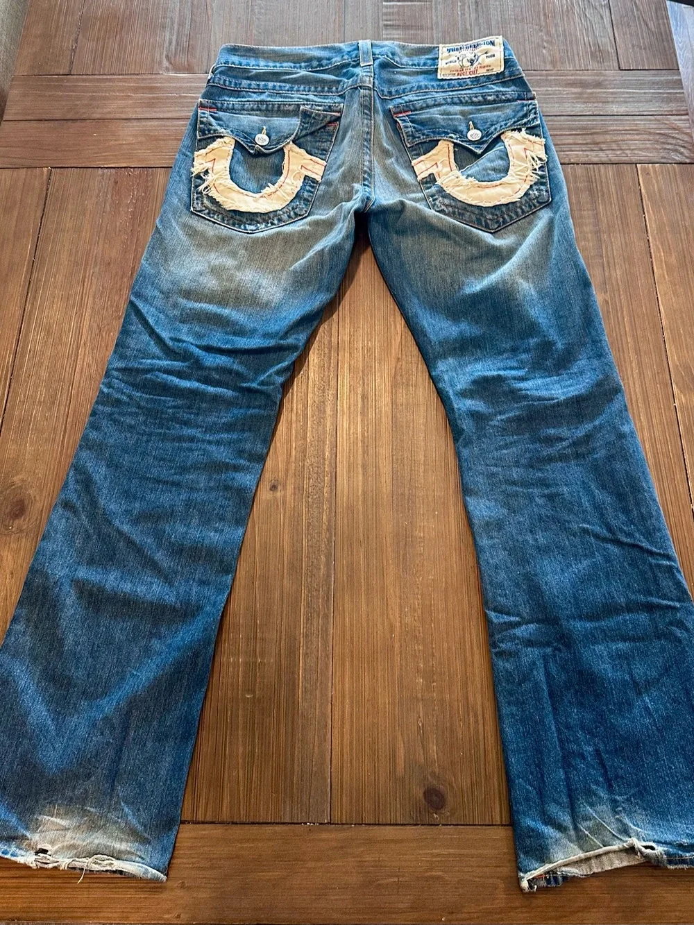 True Religion World Tour Boot Cut Jeans Distressed Horseshoe